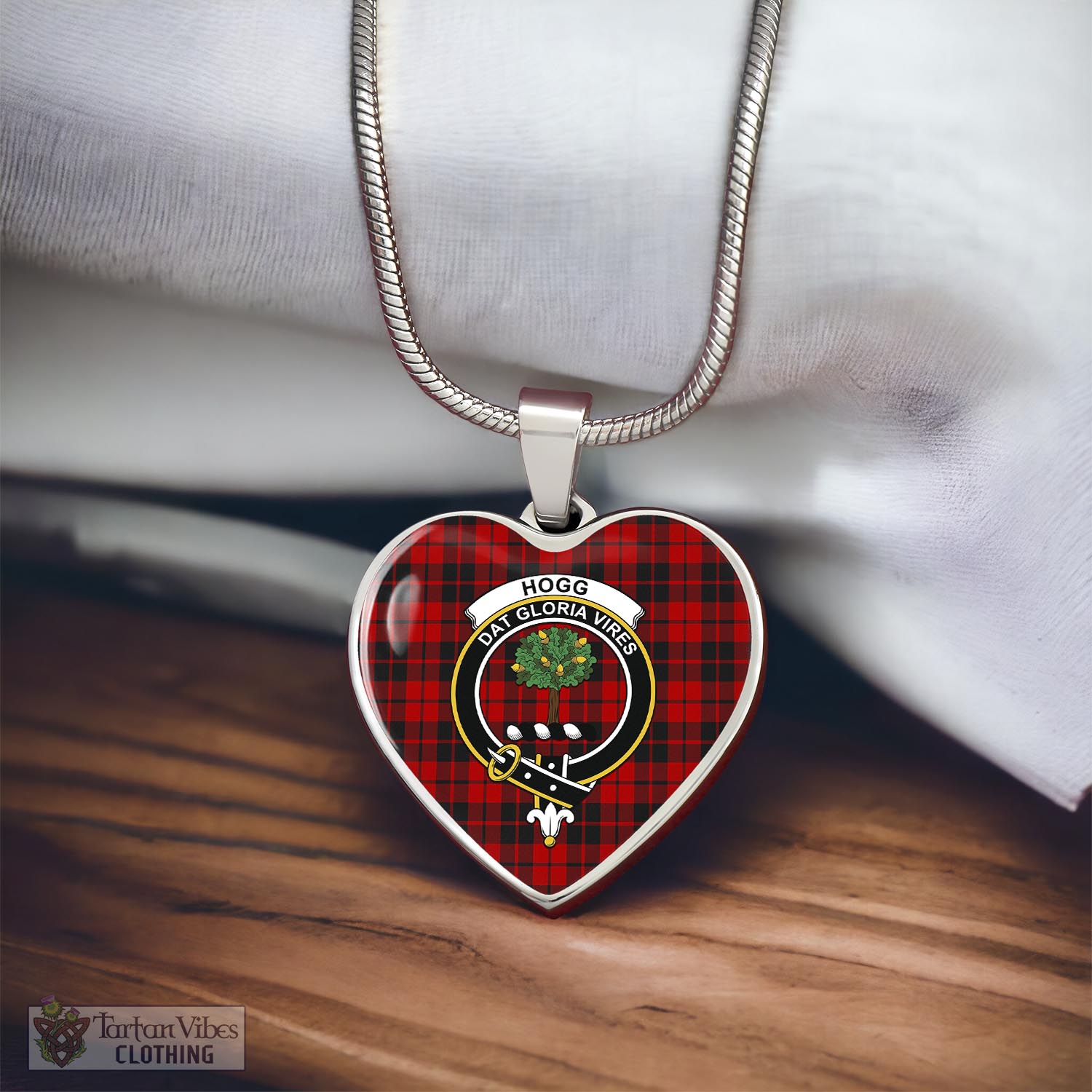 Tartan Vibes Clothing Hogg Tartan Heart Necklace with Family Crest