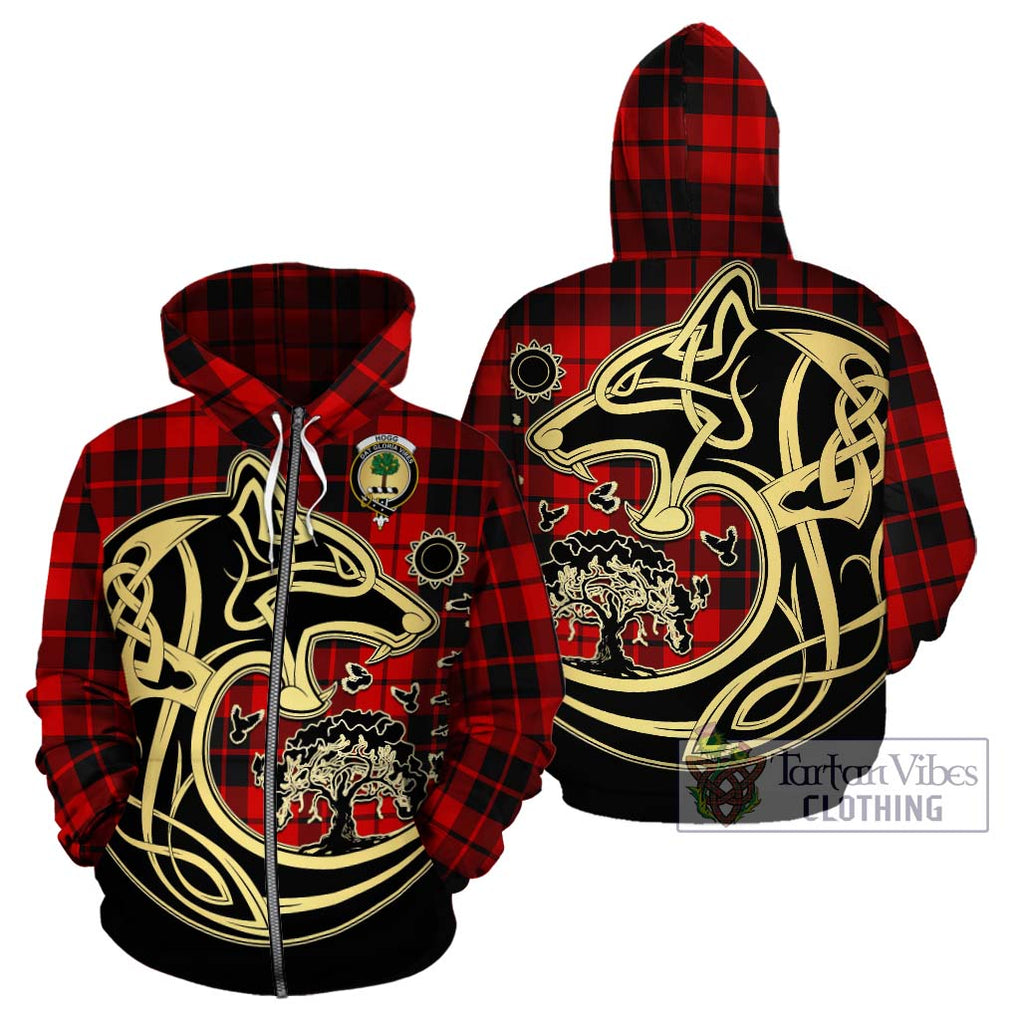 Hogg Tartan Hoodie with Family Crest Celtic Wolf Style - Tartan Vibes Clothing