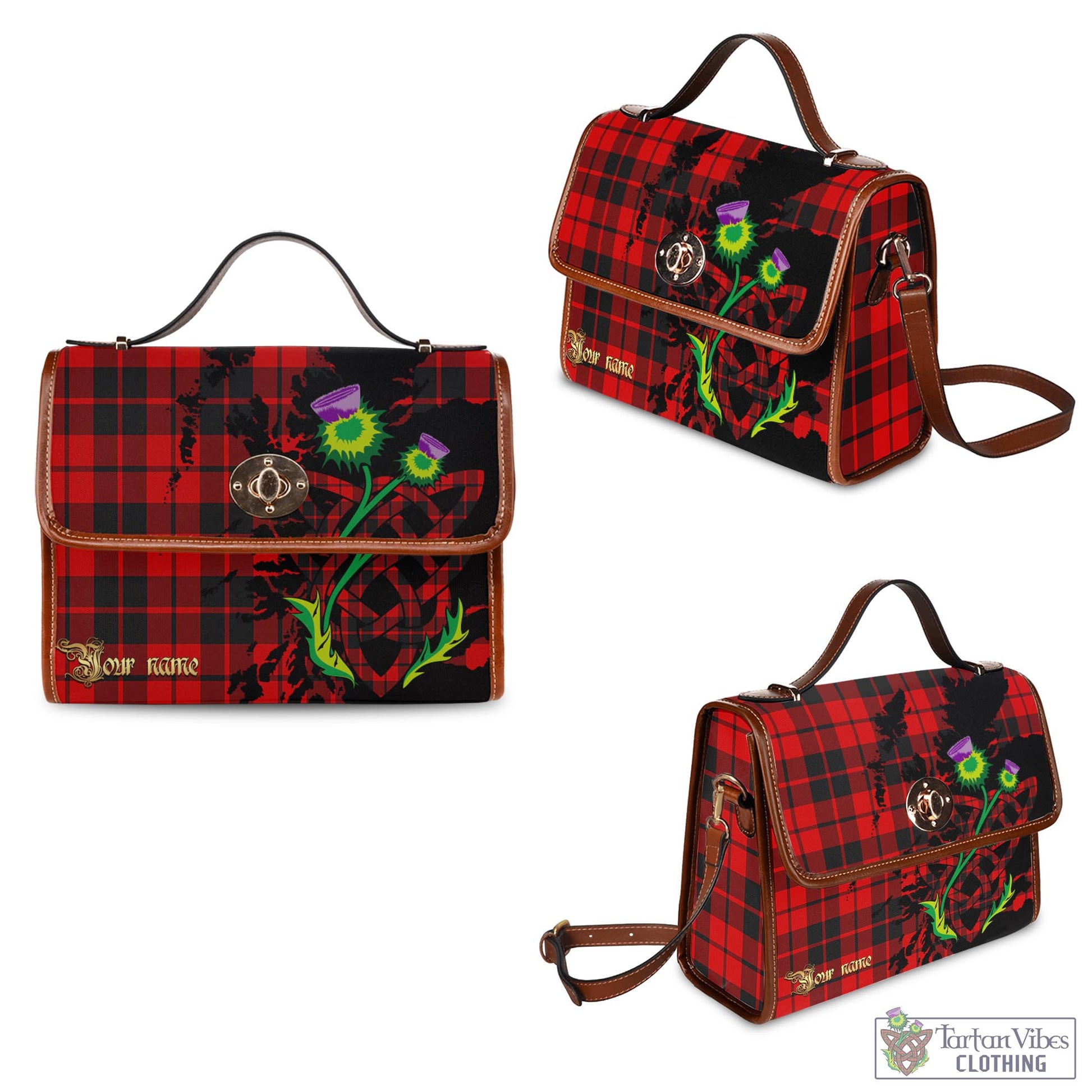 Tartan Vibes Clothing Hogg Tartan Waterproof Canvas Bag with Scotland Map and Thistle Celtic Accents