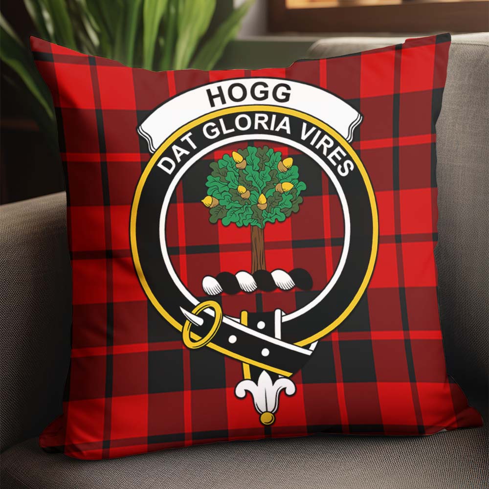 Hogg Tartan Pillow Cover with Family Crest - Tartanvibesclothing