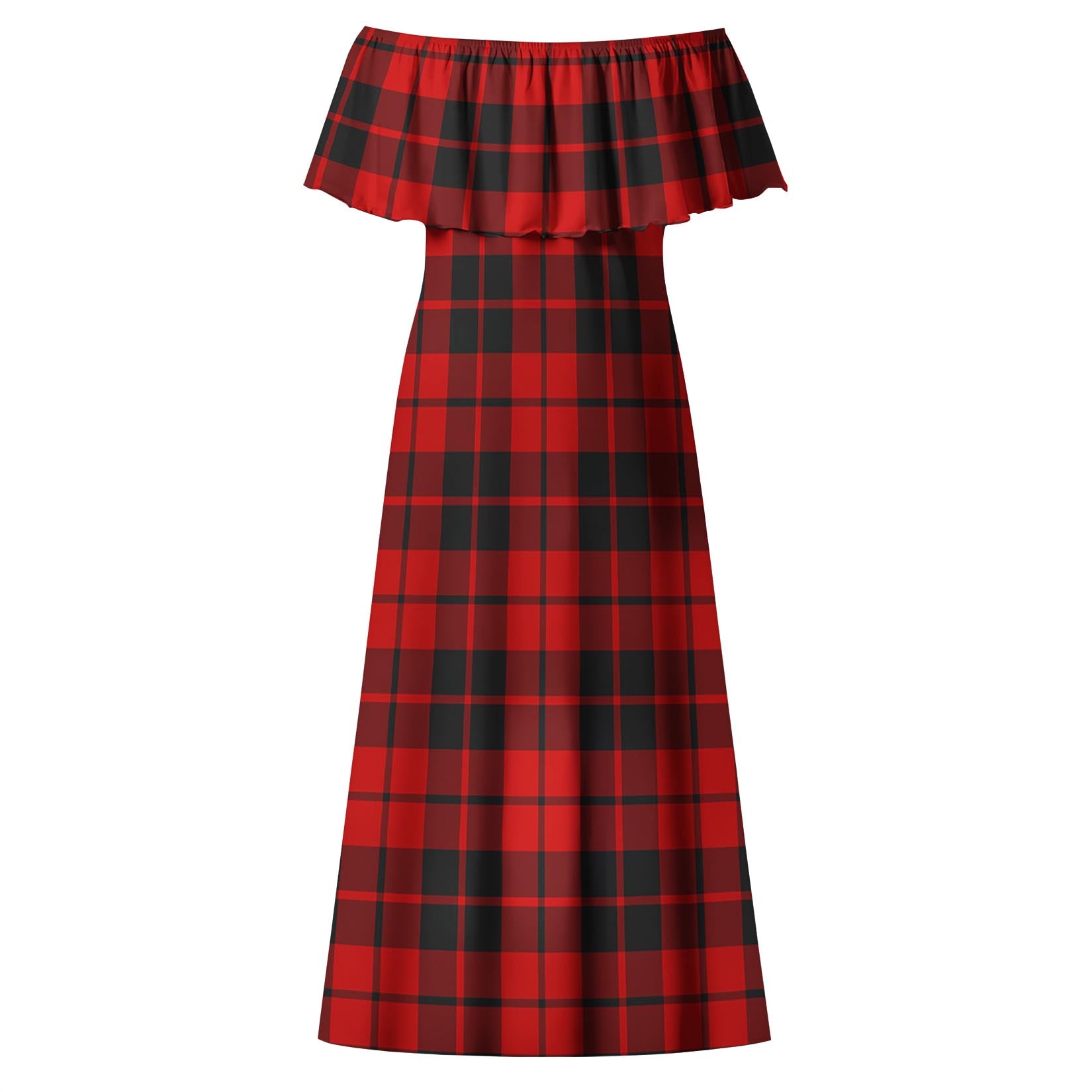 Hogg Tartan Off Shoulder Long Dress - Tartanvibesclothing