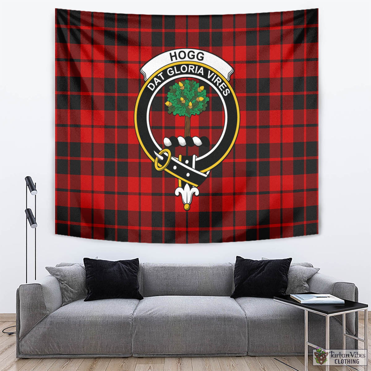 Tartan Vibes Clothing Hogg Tartan Tapestry Wall Hanging and Home Decor for Room with Family Crest