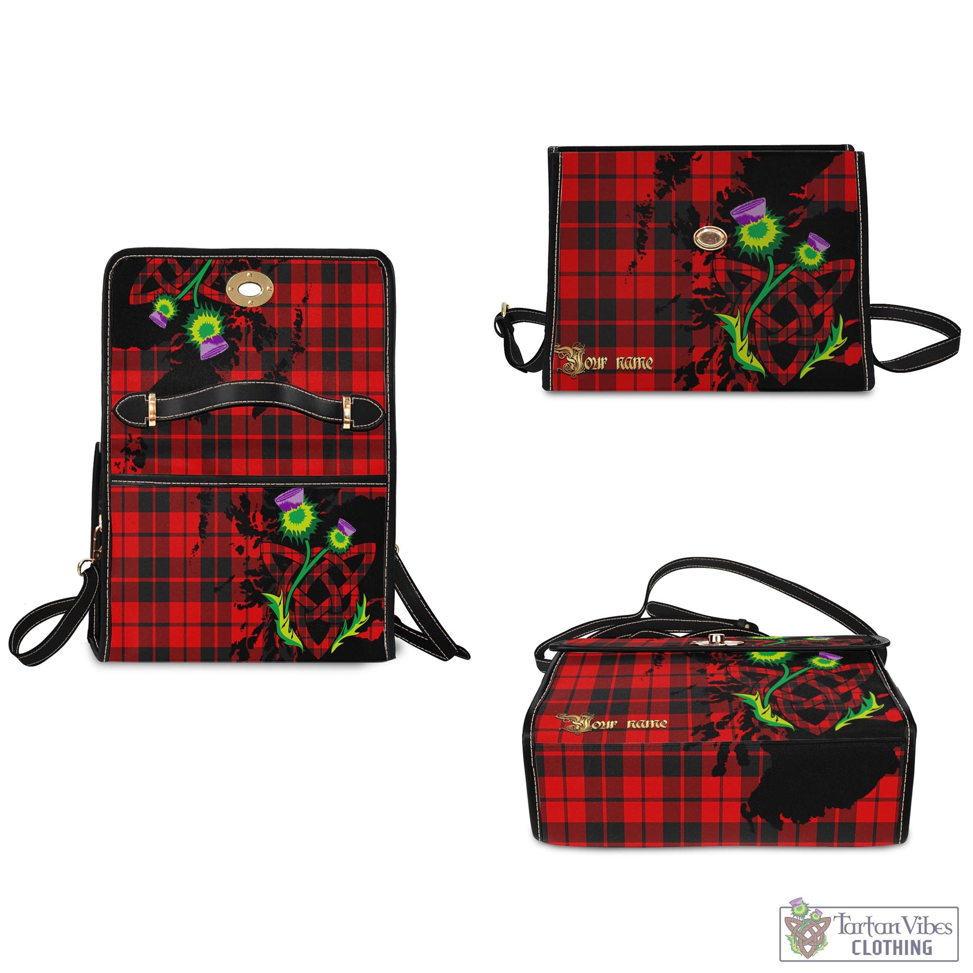 Tartan Vibes Clothing Hogg Tartan Waterproof Canvas Bag with Scotland Map and Thistle Celtic Accents