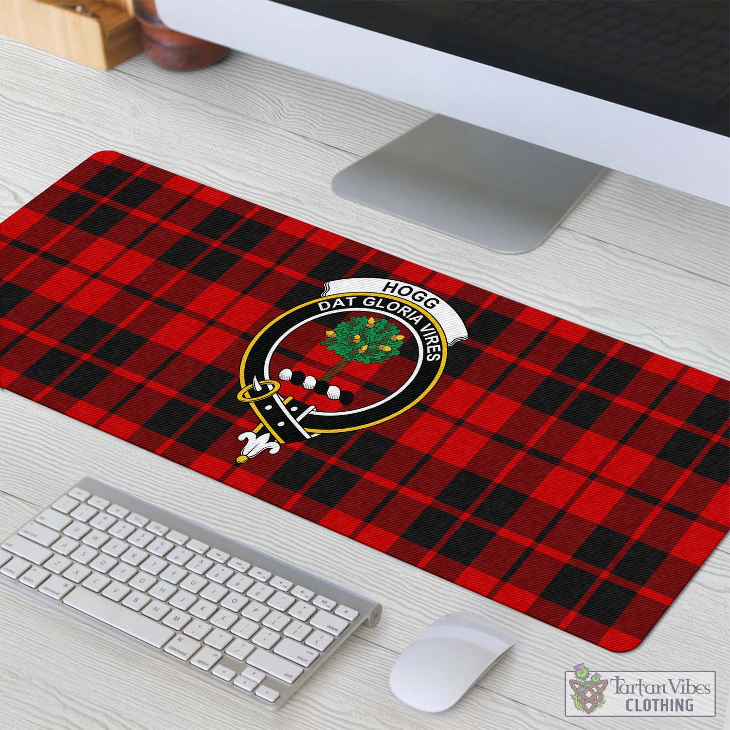 Tartan Vibes Clothing Hogg Tartan Mouse Pad with Family Crest