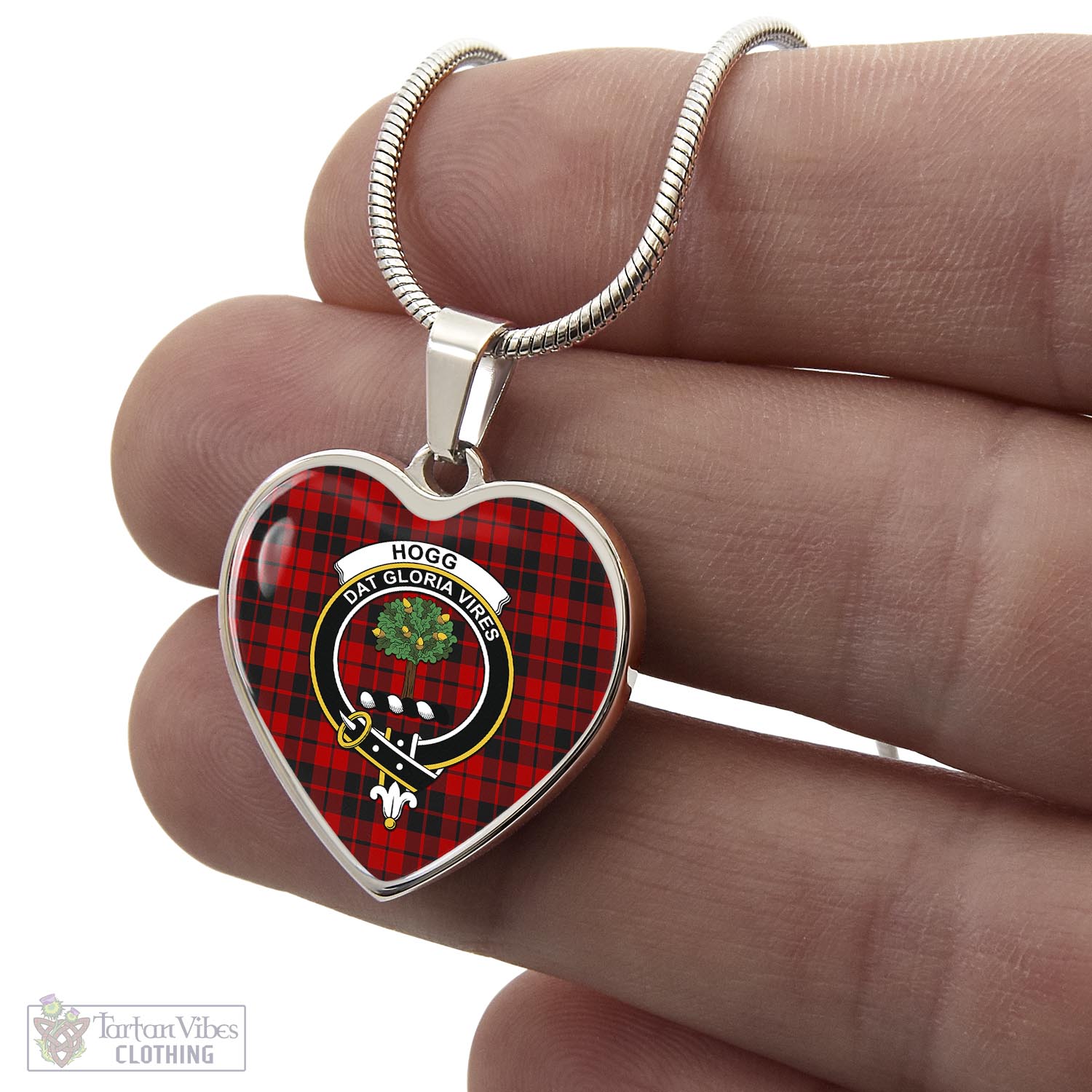 Tartan Vibes Clothing Hogg Tartan Heart Necklace with Family Crest