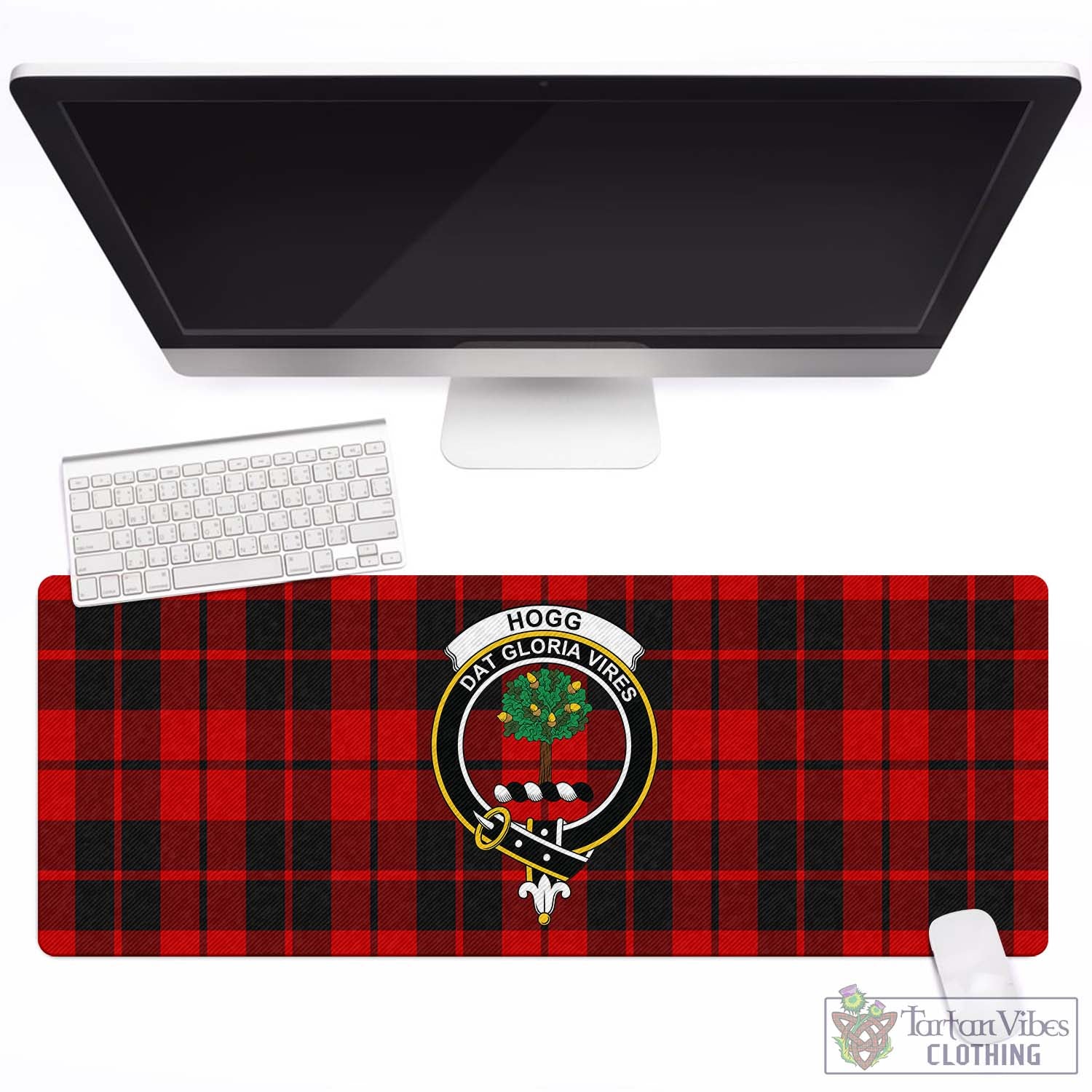 Tartan Vibes Clothing Hogg Tartan Mouse Pad with Family Crest