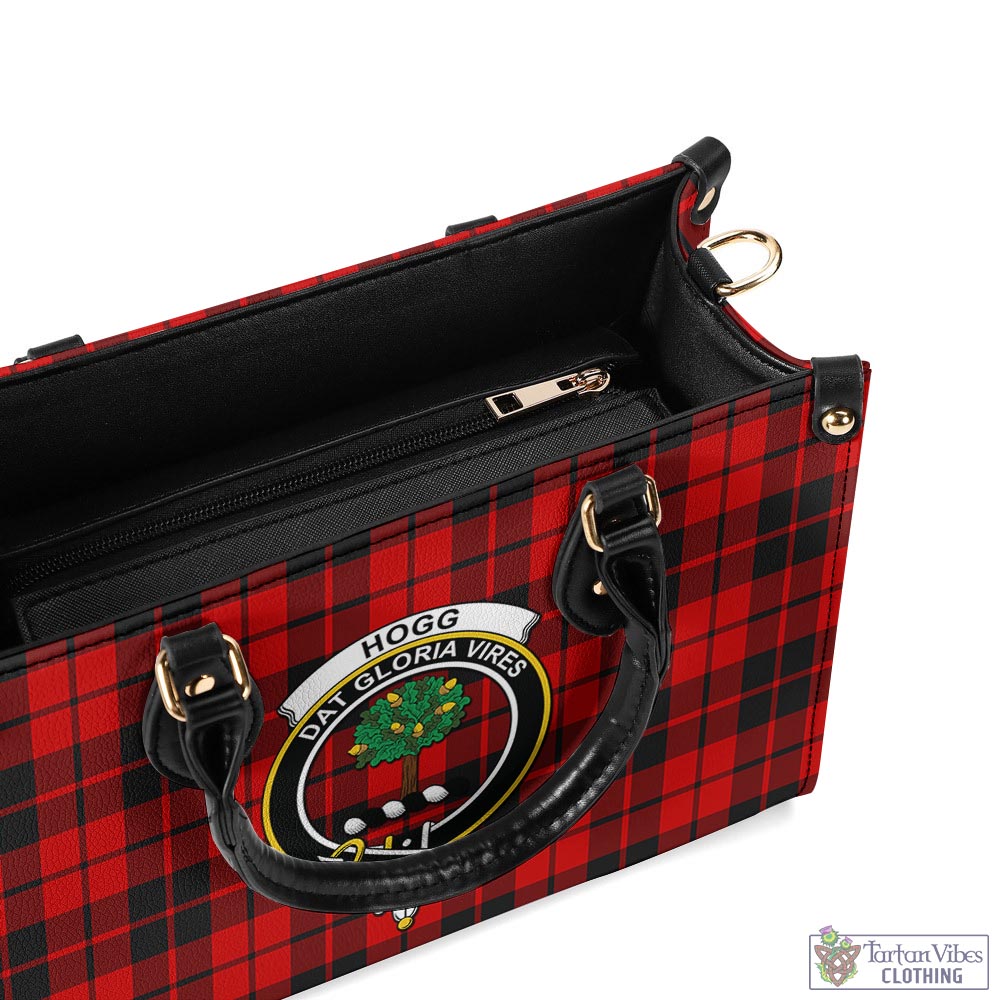 Tartan Vibes Clothing Hogg Tartan Luxury Leather Handbags with Family Crest