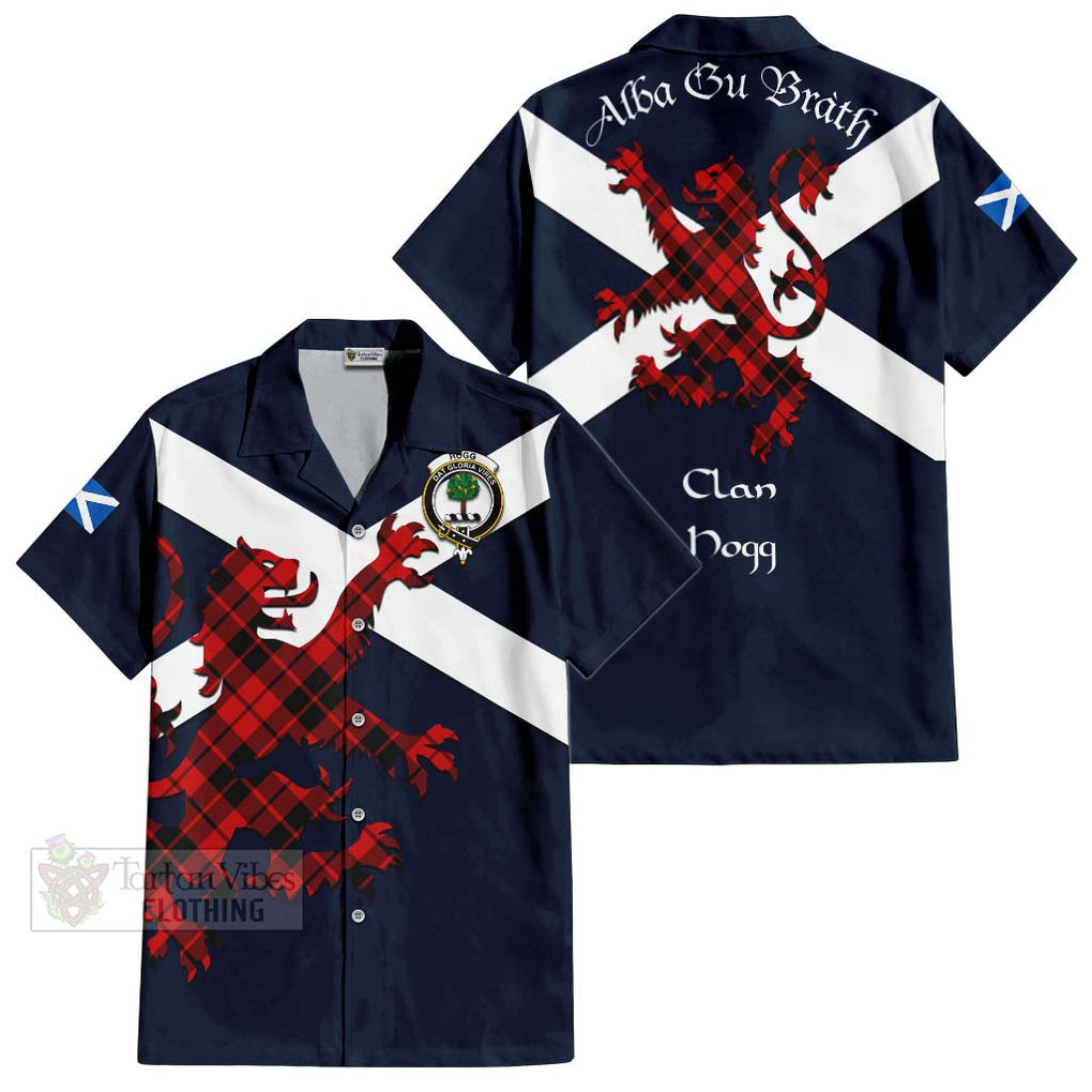 Tartan Vibes Clothing Hogg (Hog) Tartan Lion Rampant Short Sleeve Button Shirt – Proudly Display Your Heritage with Alba Gu Brath and Clan Name