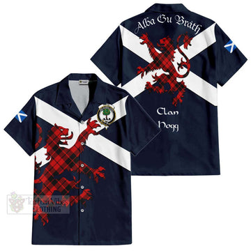 Hogg (Hog) Tartan Lion Rampant Short Sleeve Button Shirt  Proudly Display Your Heritage with Alba Gu Brath and Clan Name