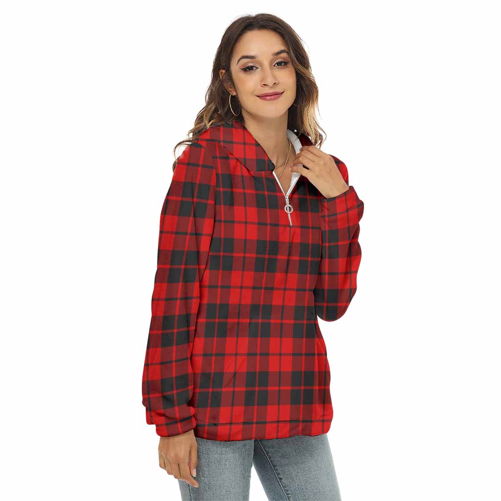 Tartan Vibes Clothing Hogg (Hog) Tartan Women's Borg  Half Zip Fleece Hoodie