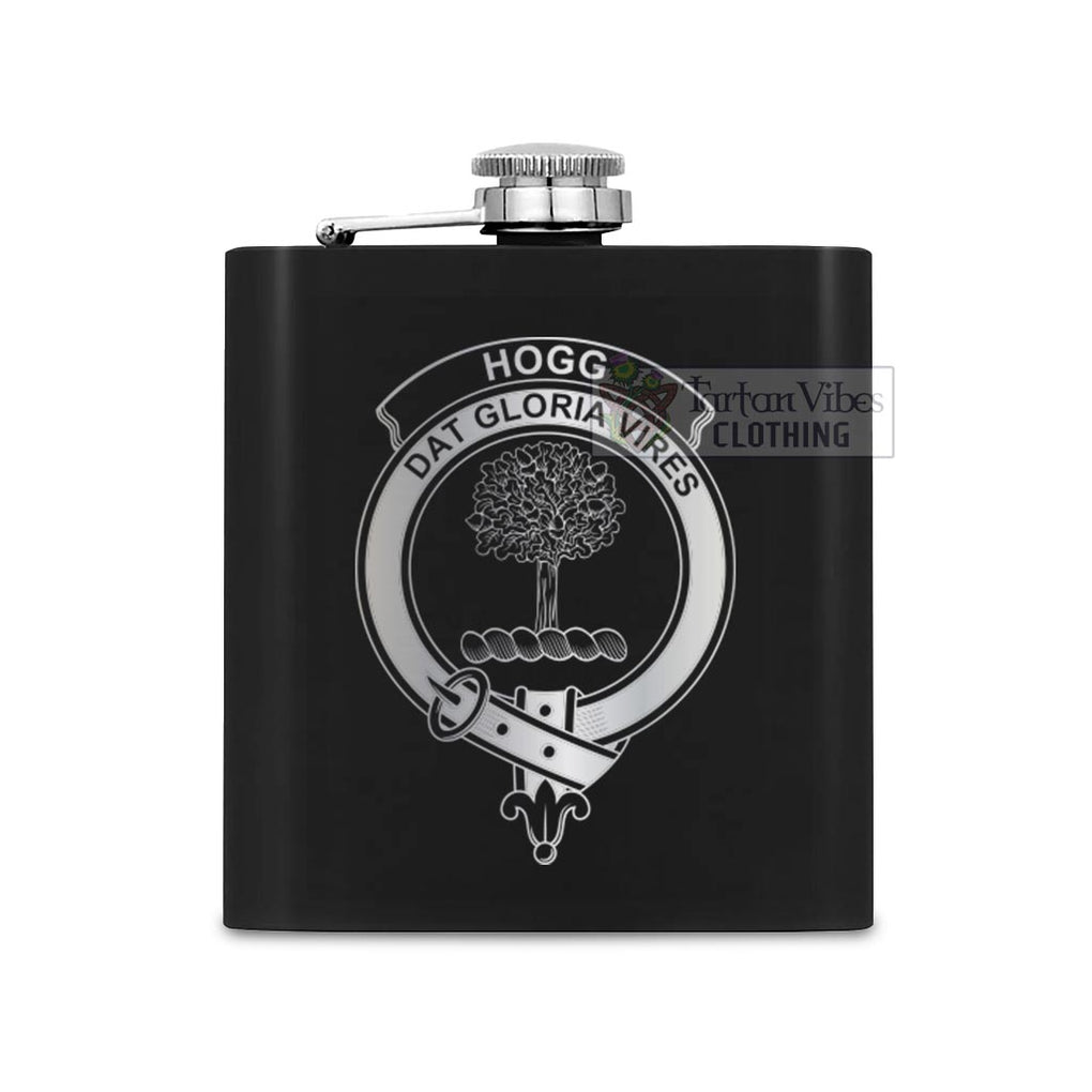 Hogg (Hog) Crest Hip Flask Set 7oz Black Stainless Steel with A Gift Box One Size 7oz - 2D-tartanvibesclothing