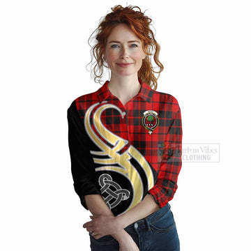 Hogg (Hog) Tartan Women's Casual Shirt with Family Crest and Celtic Symbol Style