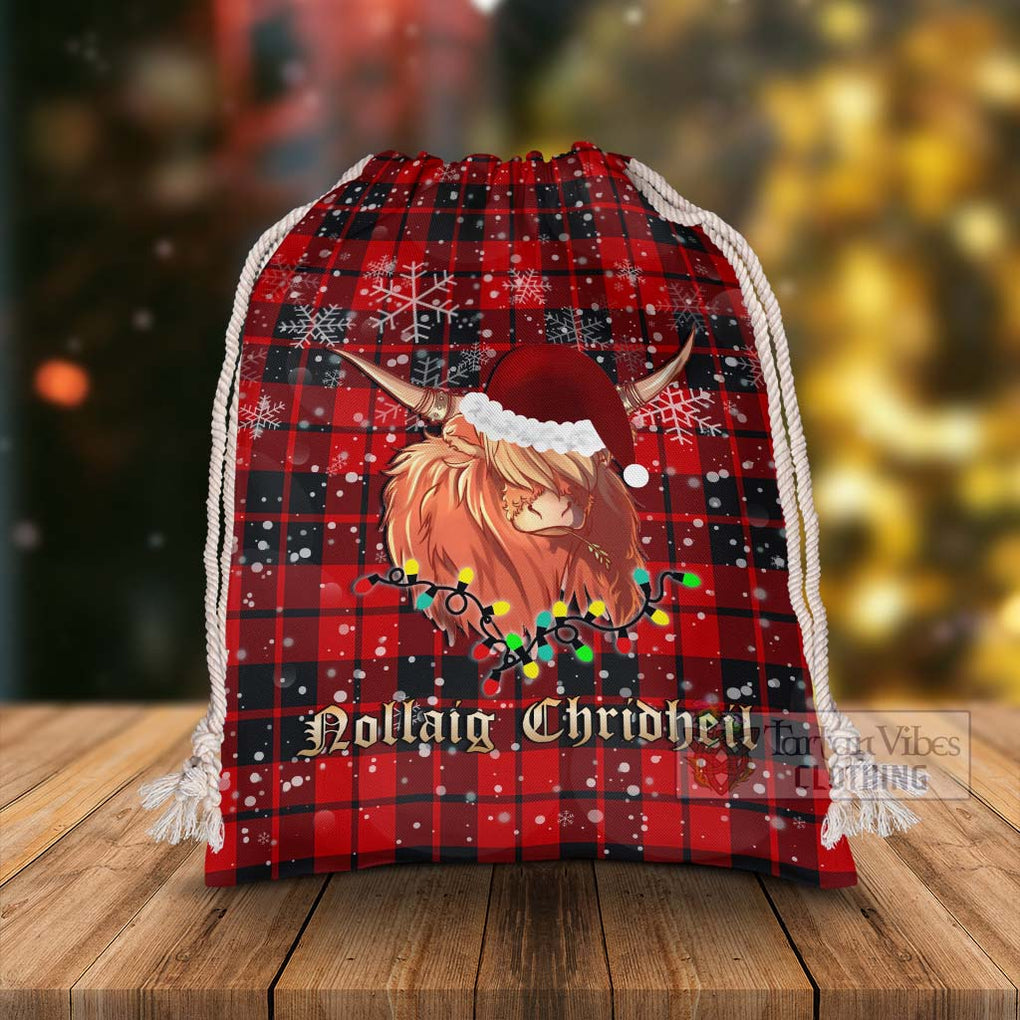 Tartan Vibes Clothing Hogg (Hog) Tartan Christmas Santa's Bag with Highland Cow