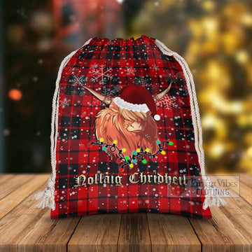 Hogg (Hog) Tartan Christmas Santa's Bag with Twinkle Highland Cattle