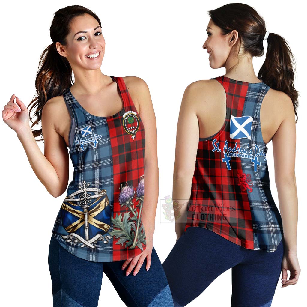 Tartan Vibes Clothing Hogg (Hog) Tartan Women's Racerback Tanks Happy St. Andrew's Day Half Tartan Style