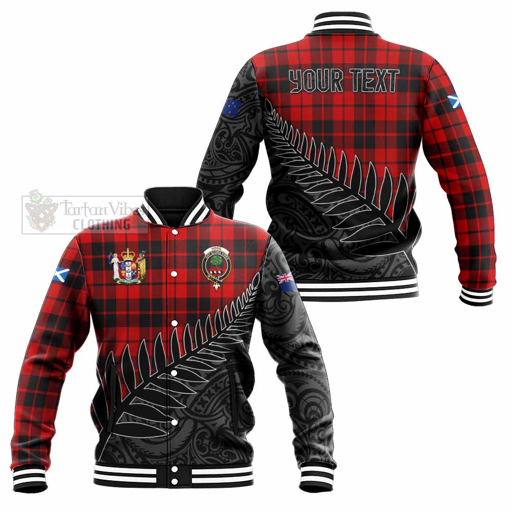 Tartan Vibes Clothing Hogg (Hog) Crest Tartan Baseball Jacket with New Zealand Silver Fern Half Style