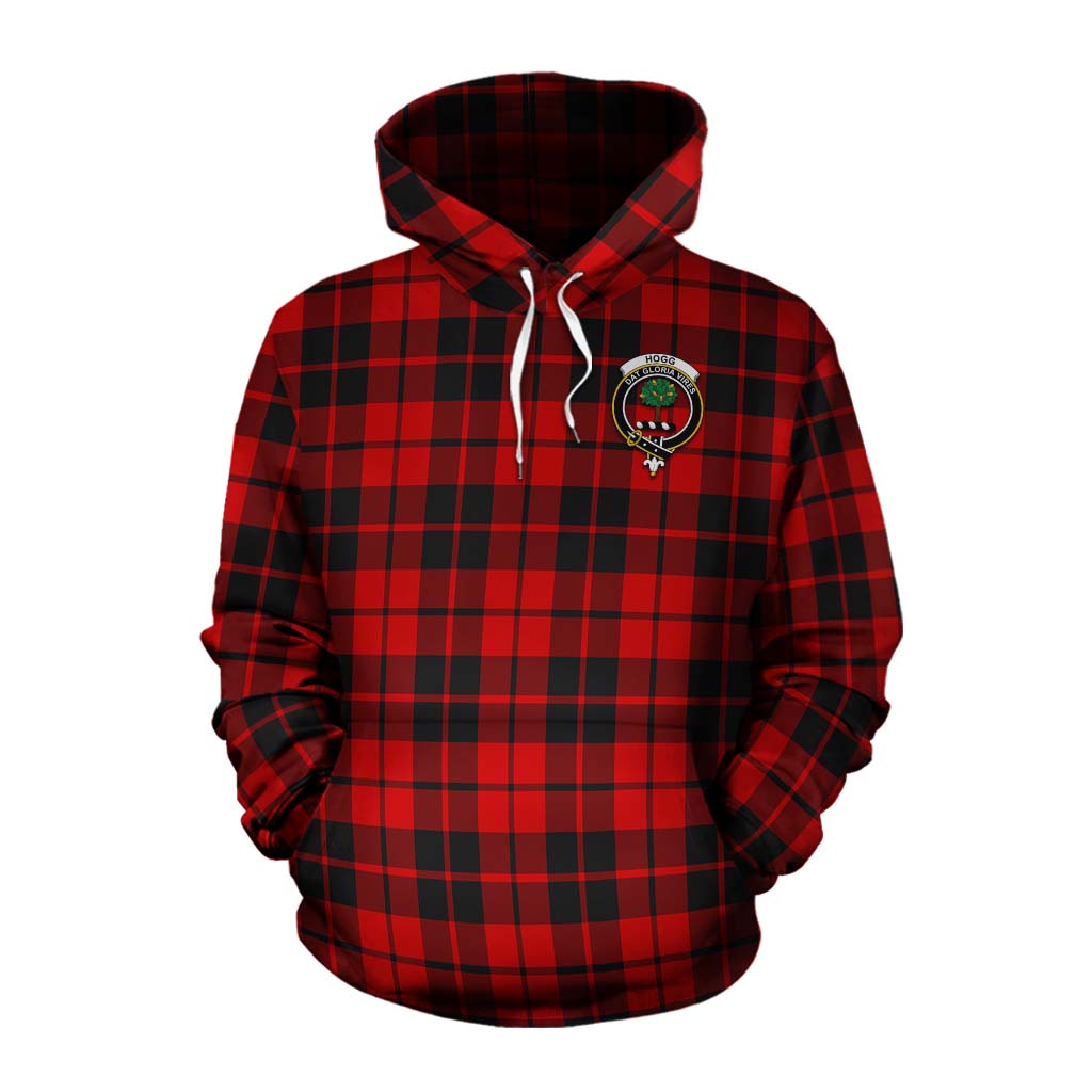 Tartan Vibes Clothing Hogg (Hog) Tartan Cotton Hoodie with Family Crest Celtic Skull Style