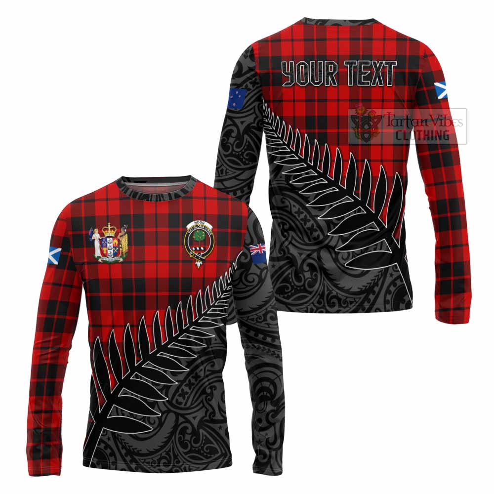 Tartan Vibes Clothing Hogg (Hog) Crest Tartan Long Sleeve T-Shirt with New Zealand Silver Fern Half Style