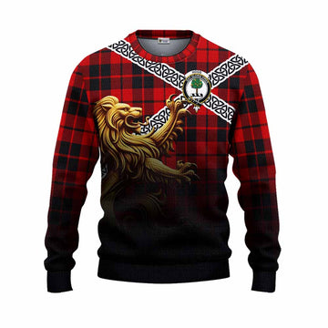 Hogg (Hog) Crest Tartan Knitted Sweater with Golden Lion Emblem Celtic Style Unisex - Tartan Vibes Clothing