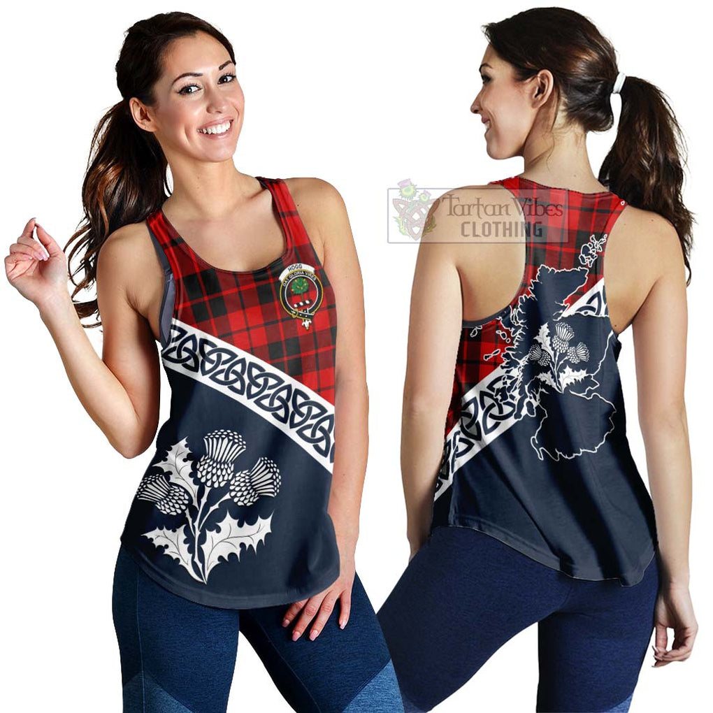 Tartan Vibes Clothing Hogg (Hog) Tartan Women's Racerback Tanks Featuring Thistle and Scotland Map