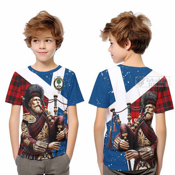 Hogg (Hog) Tartan Kid T-Shirt with Family Crest Scottish Bagpiper Vibes