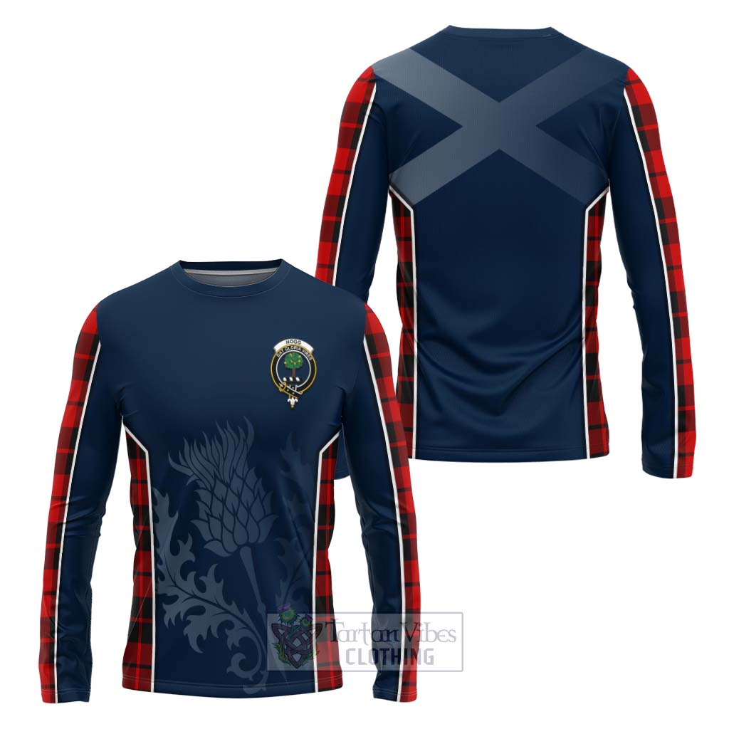 Tartan Vibes Clothing Hogg (Hog) Tartan Long Sleeve T-Shirt with Family Crest and Scottish Thistle Vibes Sport Style