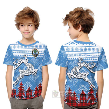 Hogg (Hog) Clan Christmas Kid T-Shirt Celtic Reindeer Style