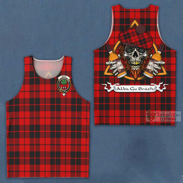 Hogg (Hog) Tartan Men's Tank Top with Family Crest and Bearded Skull Holding Bottles of Whiskey