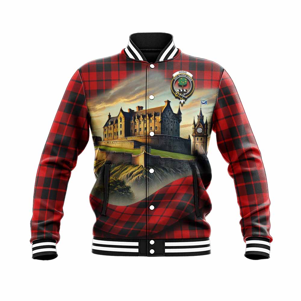 Hogg (Hog) Tartan Family Crest Baseball Jacket with Scottish Ancient Castle Style Unisex - Tartan Vibes Clothing