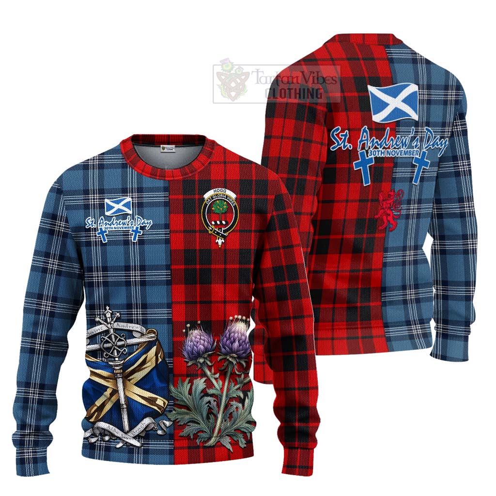 Tartan Vibes Clothing Hogg (Hog) Tartan Knitted Sweater Happy St. Andrew's Day Half Tartan Style