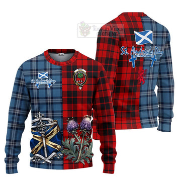 Hogg (Hog) Tartan Knitted Sweater Happy St. Andrew's Day Half Tartan Style