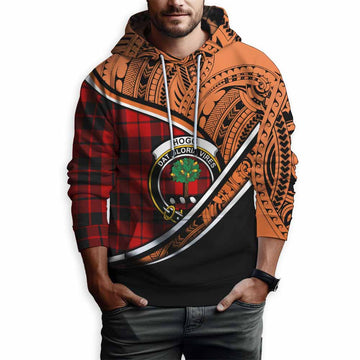 Hogg (Hog) Crest Tartan Hoodie with Polynesian Vibes Style - Orange Version