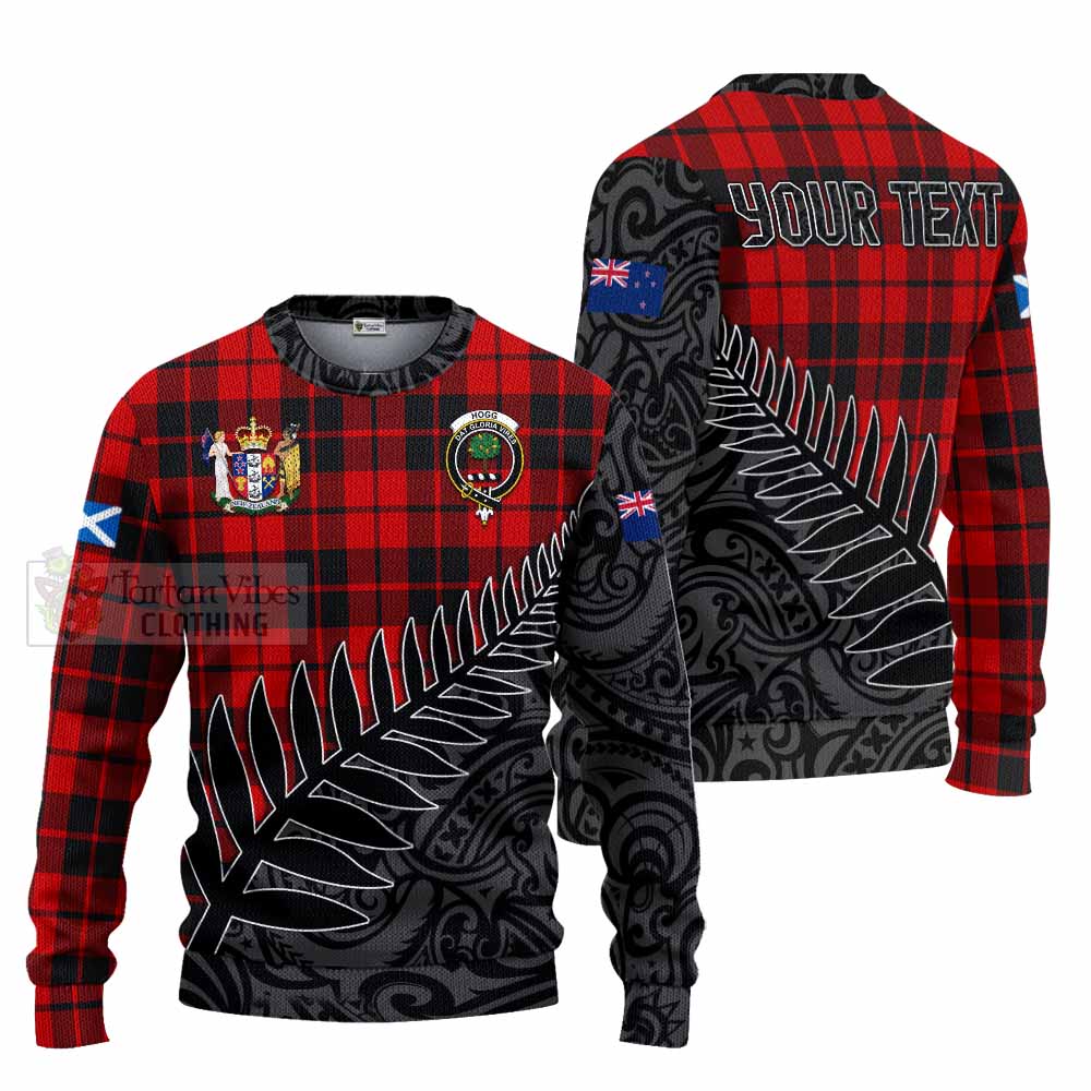 Tartan Vibes Clothing Hogg (Hog) Crest Tartan Knitted Sweater with New Zealand Silver Fern Half Style