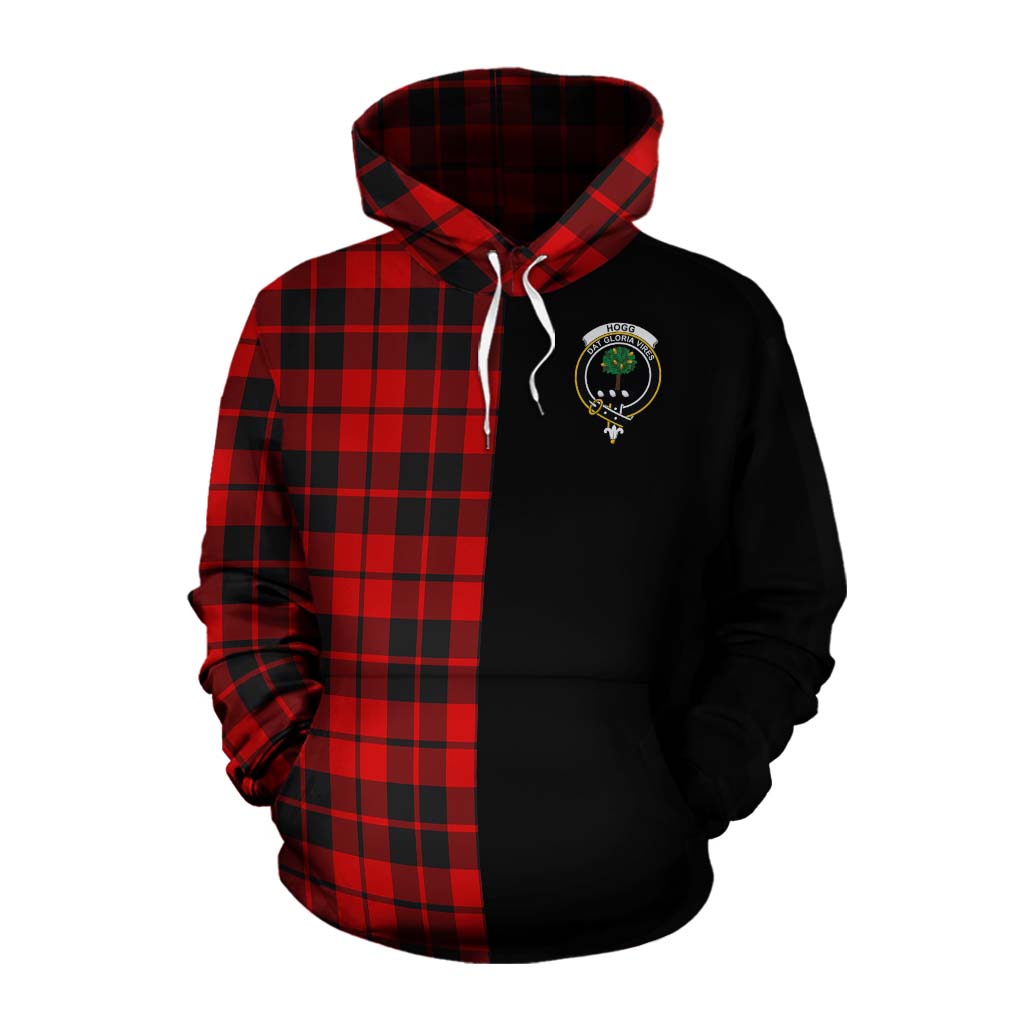 Tartan Vibes Clothing Hogg (Hog) Tartan Cotton Hoodie with Family Crest and Half Of Me Style