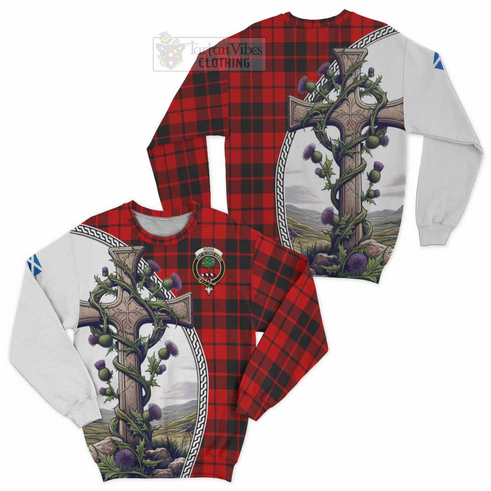 Tartan Vibes Clothing Hogg (Hog) Tartan Sweatshirt with Family Crest and St. Andrew's Cross Accented by Thistle Vines