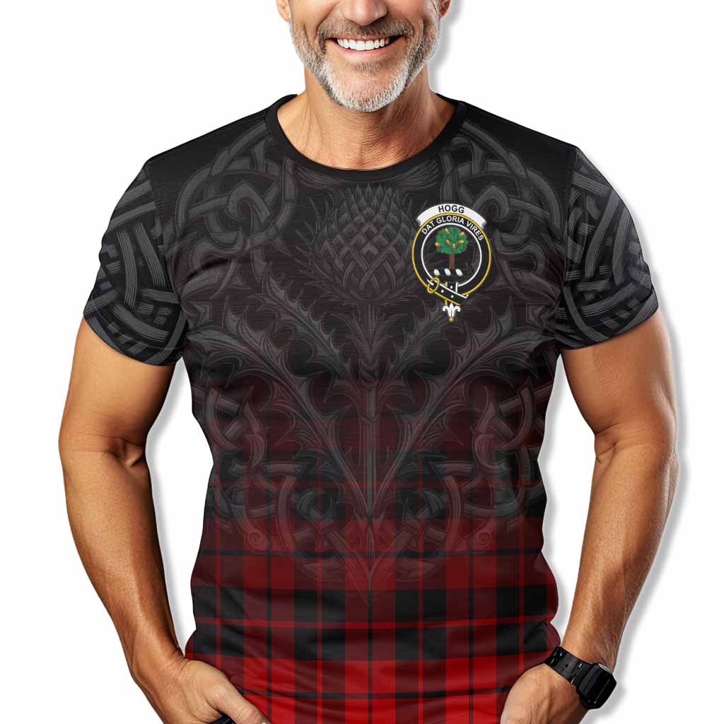 Tartan Vibes Clothing Hogg (Hog) Tartan T-Shirt with Family Crest Celtic Thistle Vibes