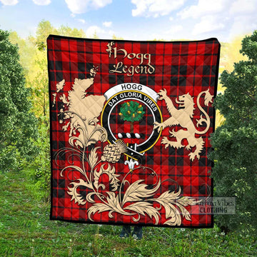 Hogg (Hog) Tartan Quilt with Family Crest and Scottish Symbol Style