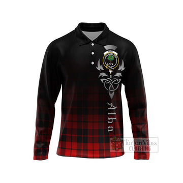 Hogg (Hog) Tartan Long Sleeve Polo Shirt Featuring Alba Gu Brath Family Crest Celtic Inspired