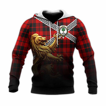 Hogg (Hog) Crest Tartan Knitted Hoodie with Golden Lion Emblem Celtic Style Unisex Knitted Pullover Hoodie - Tartan Vibes Clothing