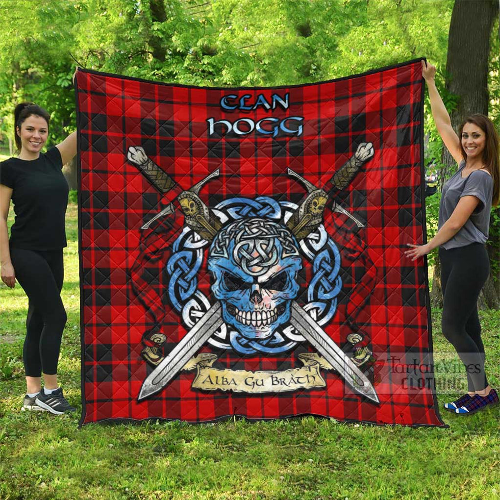 Tartan Vibes Clothing Hogg (Hog) Tartan Quilt with Celtic Skull Alba Gu Brath Style