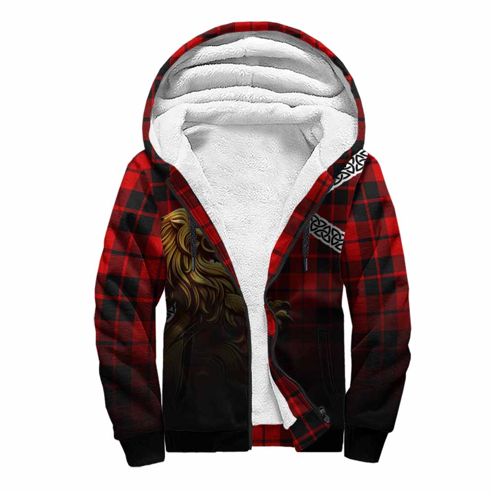 Hogg (Hog) Crest Tartan Sherpa Hoodie with Golden Lion Emblem Celtic Style Unisex S - Tartan Vibes Clothing