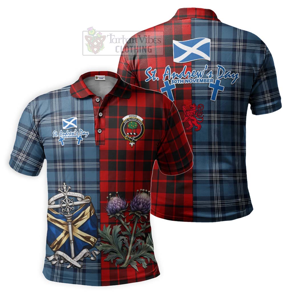 Tartan Vibes Clothing Hogg (Hog) Tartan Polo Shirt Happy St. Andrew's Day Half Tartan Style