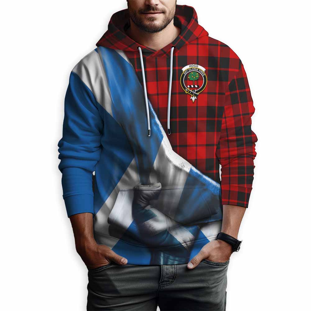 Tartan Vibes Clothing Hogg (Hog) Tartan Hoodie with Family Crest Scotland Patriotic Style