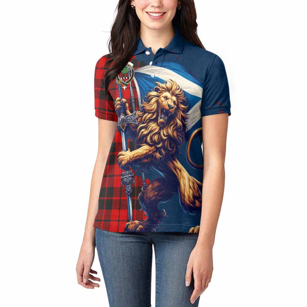 Tartan Vibes Clothing Hogg (Hog) Tartan Family Crest Women's Polo Shirt with Scottish Majestic Lion