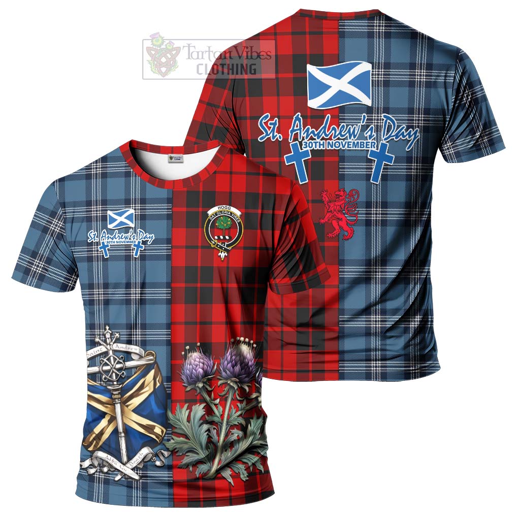 Tartan Vibes Clothing Hogg (Hog) Tartan T-Shirt Happy St. Andrew's Day Half Tartan Style