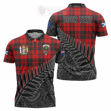 Hogg (Hog) Crest Tartan Zipper Polo Shirt with New Zealand Silver Fern Half Style