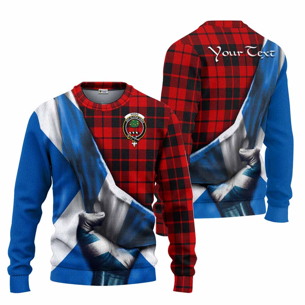 Tartan Vibes Clothing Hogg (Hog) Tartan Knitted Sweater with Family Crest Scotland Patriotic Style