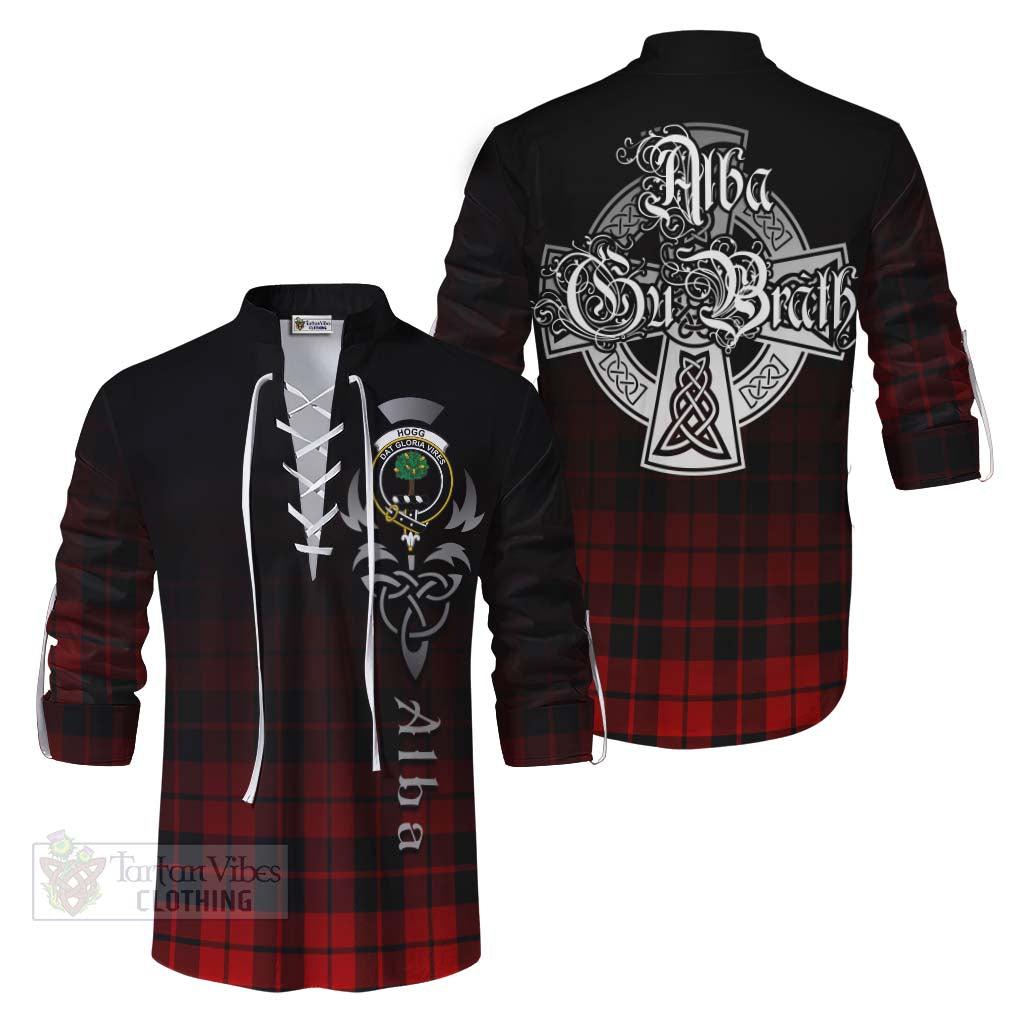 Tartan Vibes Clothing Hogg (Hog) Tartan Ghillie Kilt Shirt Featuring Alba Gu Brath Family Crest Celtic Inspired