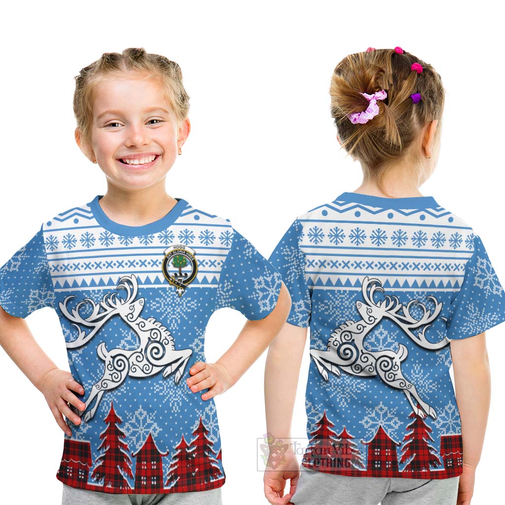 Tartan Vibes Clothing Hogg (Hog) Clan Christmas Kid T-Shirt Celtic Reindeer Style