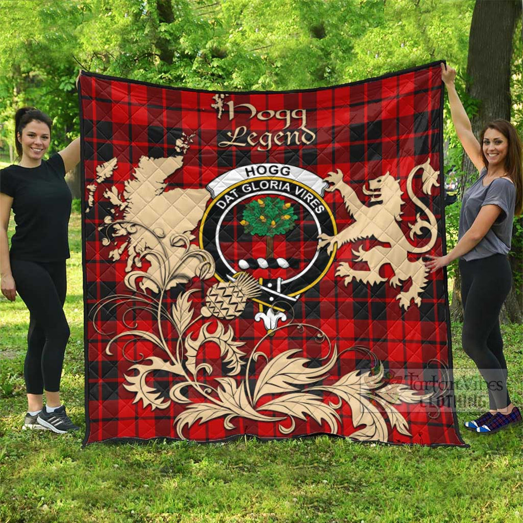 Tartan Vibes Clothing Hogg (Hog) Tartan Quilt with Family Crest and Scottish Symbol Style